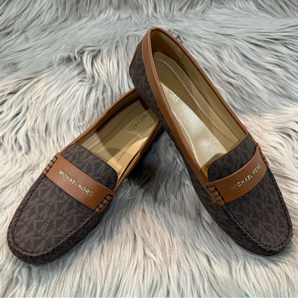 Michael Kors Everett Loafer Women's Leather/Brown/ Gold(MV24A) New